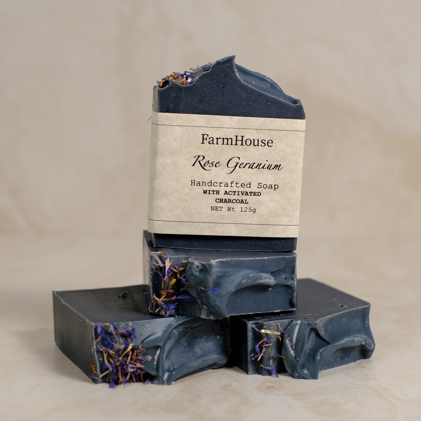 Rose Geranium & Activated Charcoal - Handmade Soap